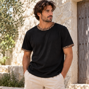 Black Leopard Hemp Bamboo Tee