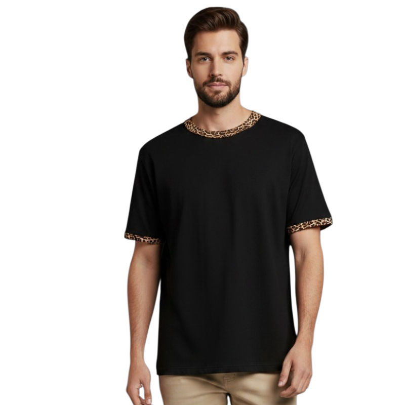 black hemp bamboo leopard tee shirt