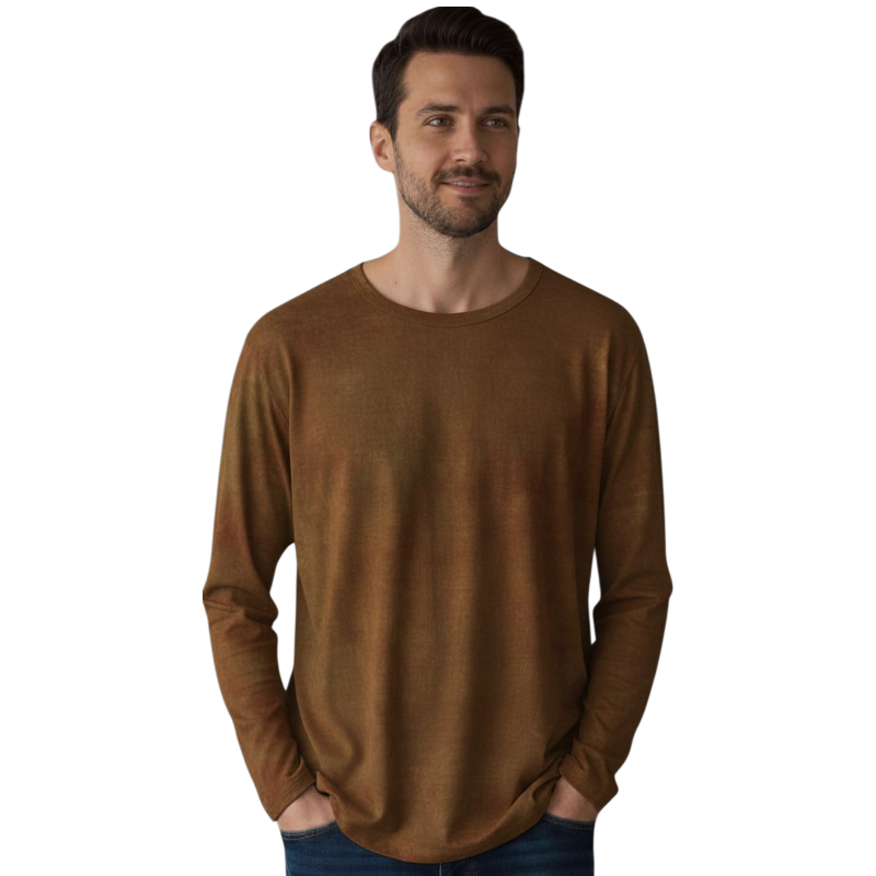 brown hemp cotton long sleeve top